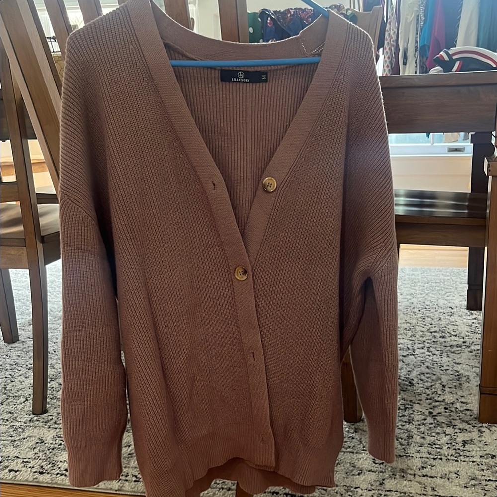 Elegant Cinnamon Knit Cardigan Sweater